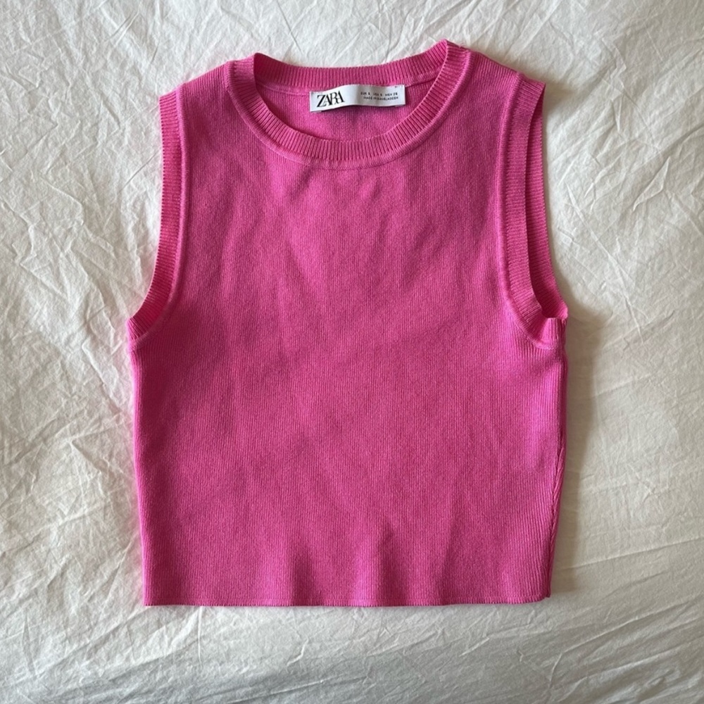 pink zara crop top